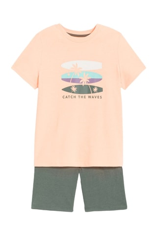 Pijama - Rosa-claro e verde-escuro