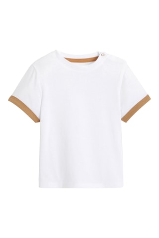 Jardineiras-calções e t-shirt - Azul e branco - Obaibi