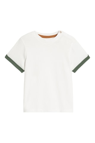 T-shirt e jardineiras-calção - Branco e verde - Obaibi
