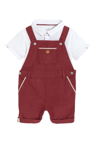 Jardineiras-calção e polo - Bordô e branco - Obaibi