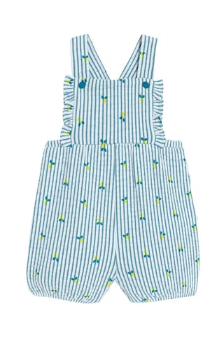 Body e jardineiras - Branco e azul-pato