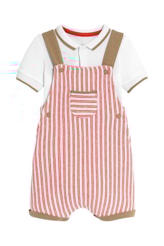 Body-polo e jardineiras - Branco e vermelho