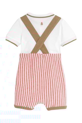 Body-polo e jardineiras - Branco e vermelho