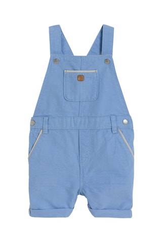 Jardineiras-calção e polo - Azul-claro e branco - Obaibi