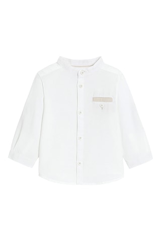 Jardineiras-calção e camisa - Bege e branco - Obaibi