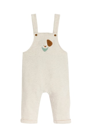 Body e jardineiras - Branco e bege - Obaibi