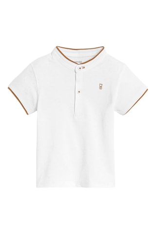 Jardineiras-calção e polo - Bege e branco - Obaibi