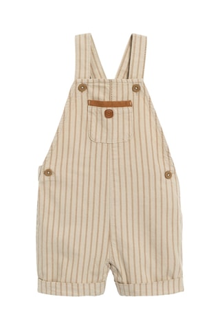 Jardineiras-calção e polo - Bege e branco - Obaibi