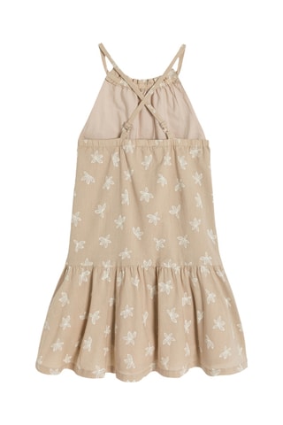 Vestido trapézio em linho sem mangas - Bege - Okaidi