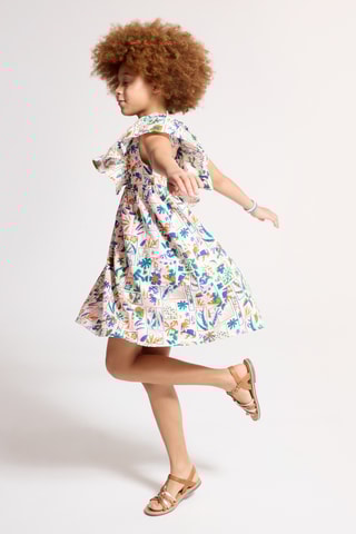 Vestido com folhos - Branco - Okaidi