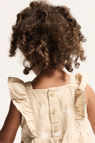 Jardineiras-calção em linho sem mangas - Bege - Obaibi