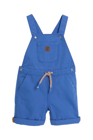 Jardineiras-calção e t-shirt - Azul e branco - Obaibi