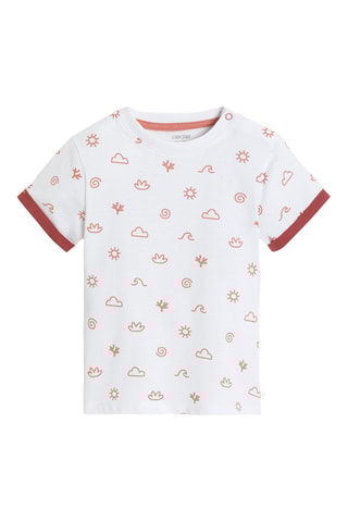 Jardineiras-calção e t-shirt - Vermelho e branco - Obaibi