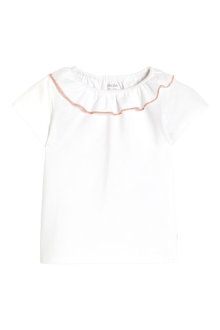 Jardineiras-calção e t-shirt - Bege e branco - Obaibi