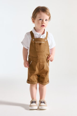 Jardineiras-calção e polo - Castanho e branco - Obaibi