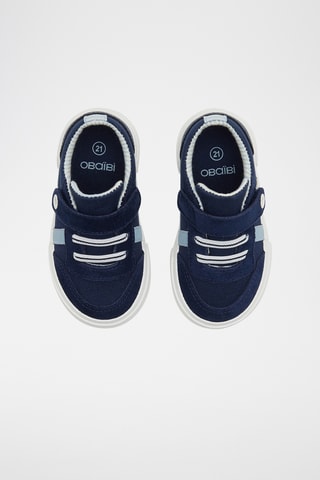 Ténis em raspa de couro - Azul-marinho