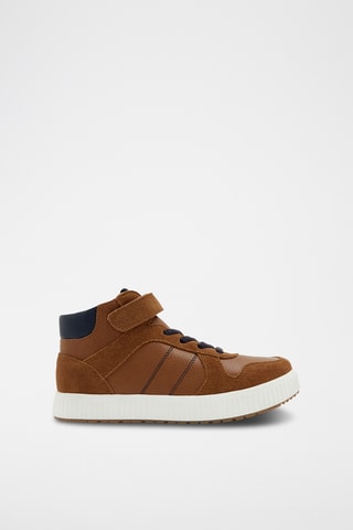 Sapatilhas subidas em couro - Castanho