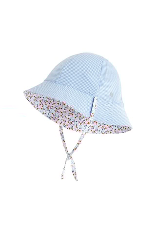 Chapéu à pescador reversível - azul-celeste e vermelho