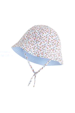 Chapéu à pescador reversível - azul-celeste e vermelho