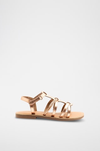 Sandálias em couro - Dourado-rosa