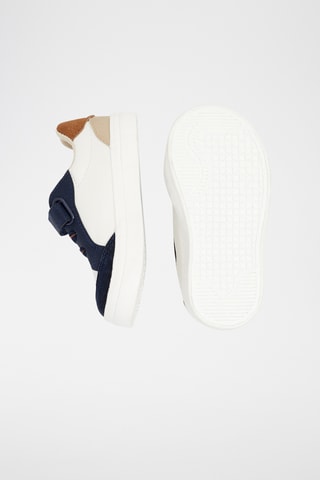 Sapatilhas em raspa de couro - Branco e azul-marinho