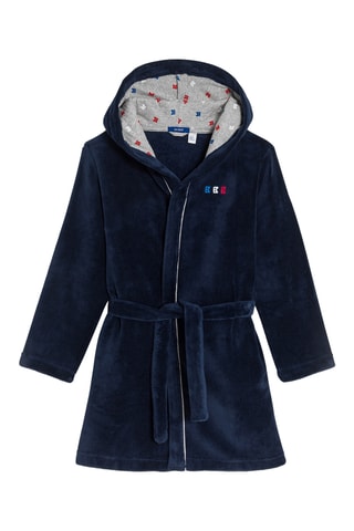 Roupão com capuz - Azul-marinho