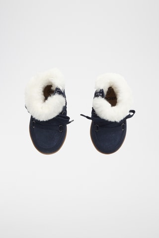 Botins forrados em raspa de couro - Azul-marinho