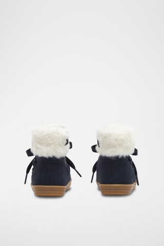 Botins forrados em raspa de couro - Azul-marinho