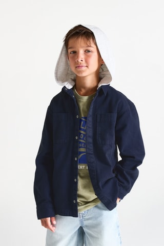 Sobrecamisa com capuz - Azul-marinho 