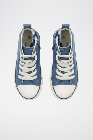 Ténis subidos com plataforma em ganga - Azul-escuro 