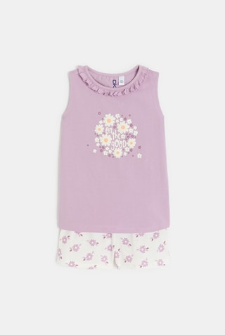 Pijama - Malva e branco 