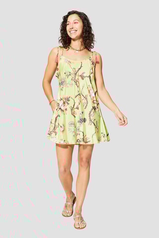 Abito corto - Bianco, verde e giallo