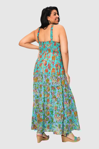 Abito lungo - Blu, verde e arancione