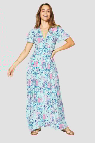 Abito lungo - Verde, rosa e blu