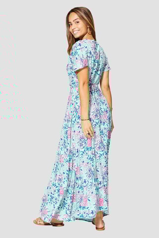 Abito lungo - Verde, rosa e blu