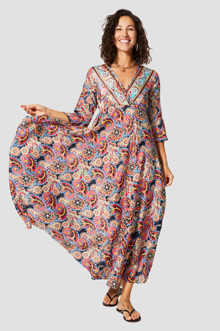 Abito lungo - Nero e rosso