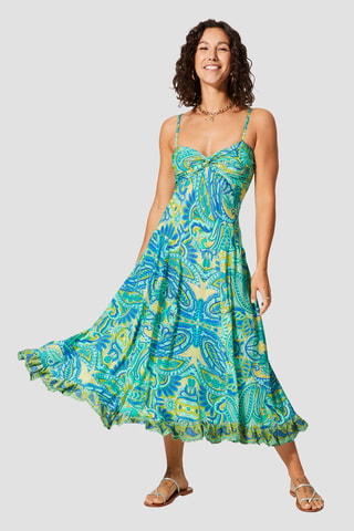 Abito lungo - Blu, verde e giallo