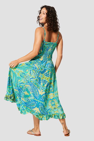 Abito lungo - Blu, verde e giallo