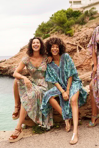 Caftano - Bianco, blu e verde