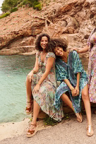 Caftano - Bianco, blu e verde