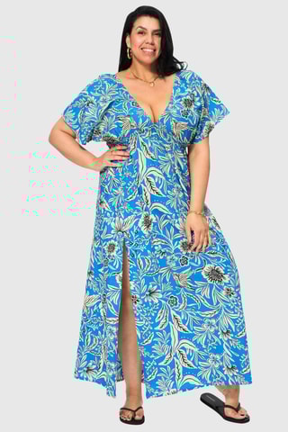 Abito lungo - Nero, beige e blu