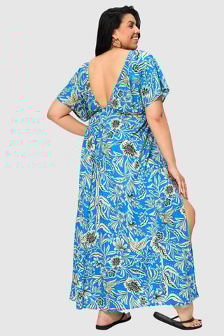 Abito lungo - Nero, beige e blu