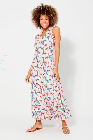 Abito lungo - Beige, rosso e blu