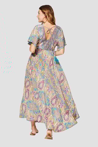 Abito lungo - Blu, verde e giallo