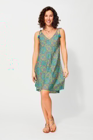 Abito a trapezio - Blu, verde e giallo