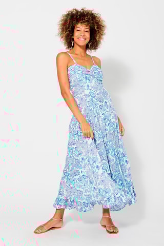 Abito lungo - Bianco, blu e viola