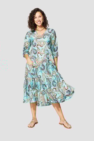 Abito lungo - Bianco, nero e blu