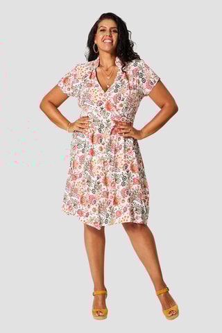 Abito a camicia - Bianco, nero e rosso