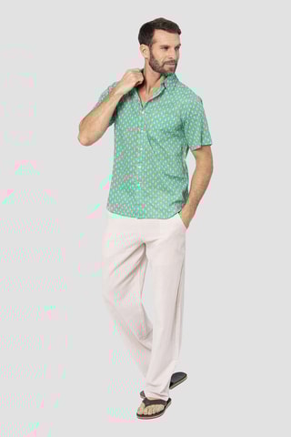 Camicia - Turchese, giallo e bianco