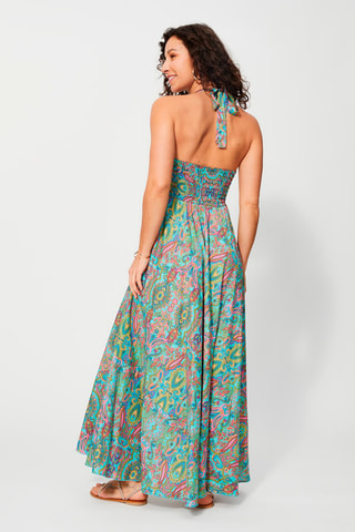 Abito lungo - Blu, giallo e rosa